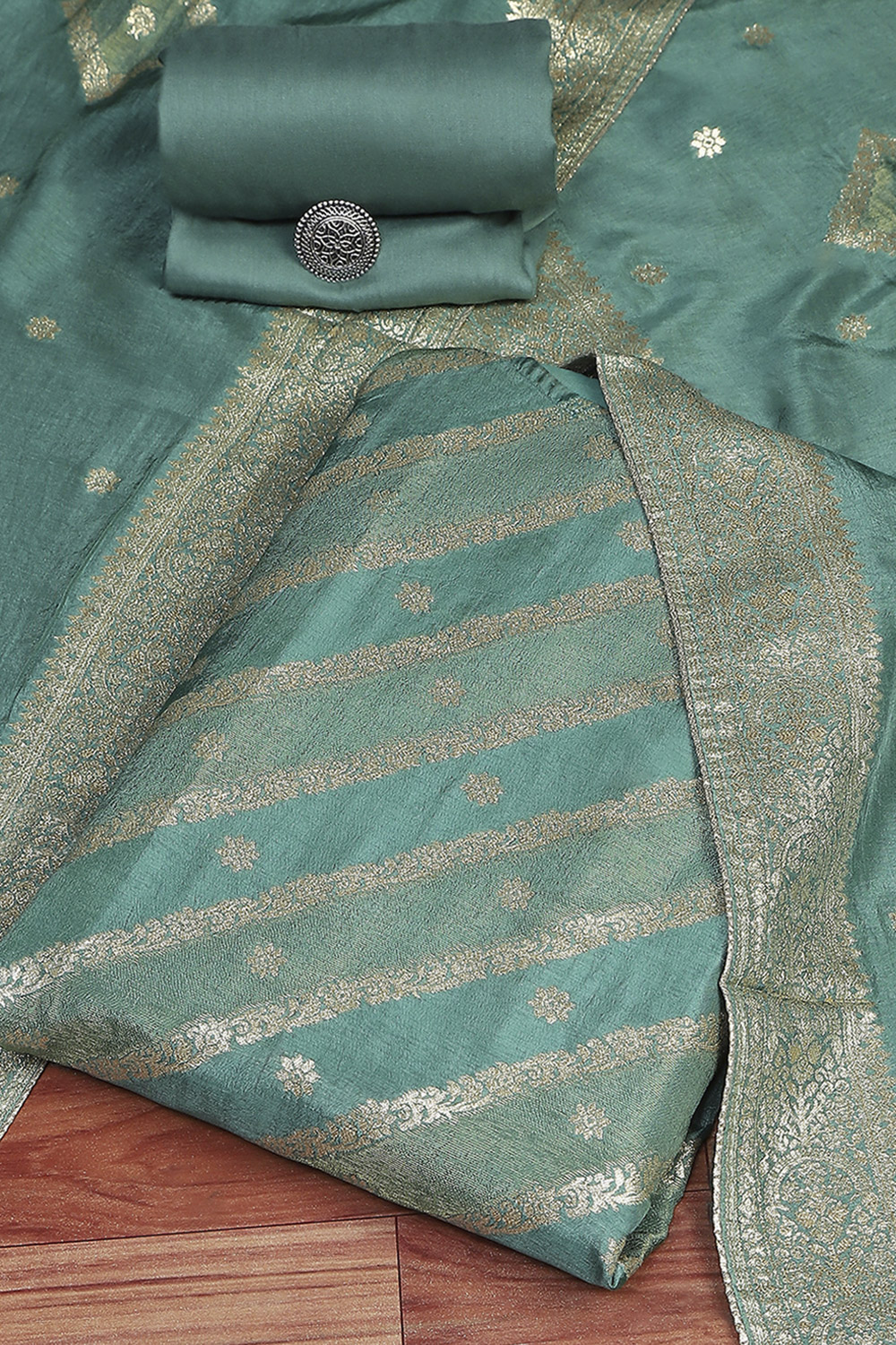 Pink Cotton Printed Embroidered Unstitched Suit Set image number 0