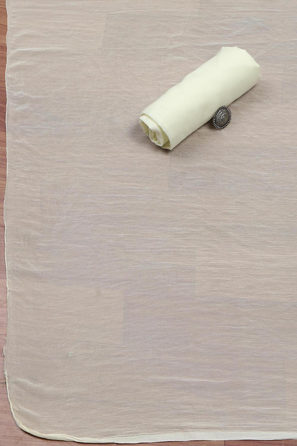 Peach Modal Satin Machine Embroidered Unstitched Suit Set image number 3