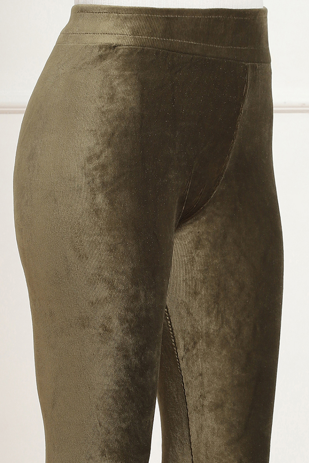 Burgundy Cotton Solid Jeggings image number 1