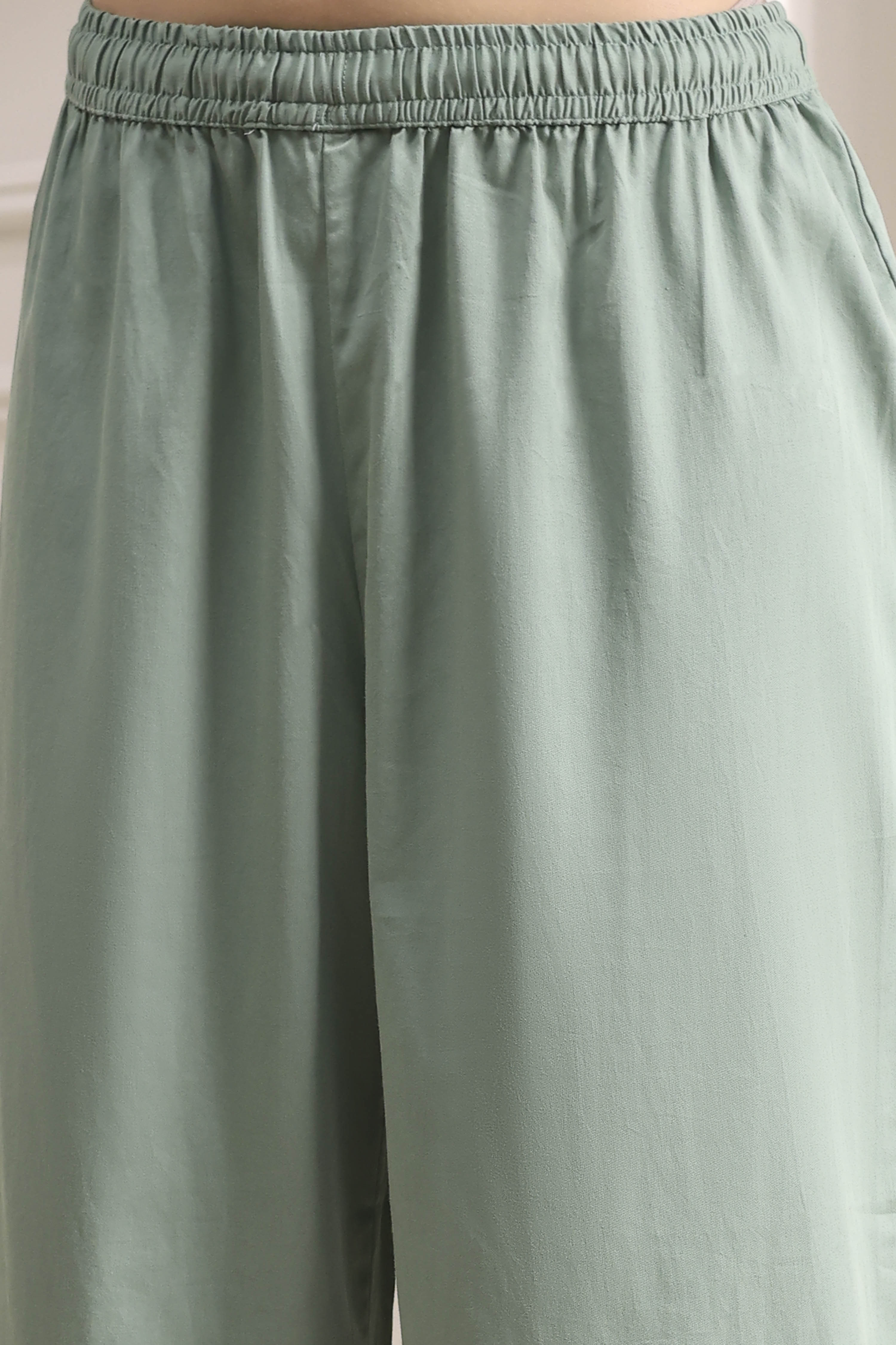 Sap Green Chanderi Straight Suit Set image number 2