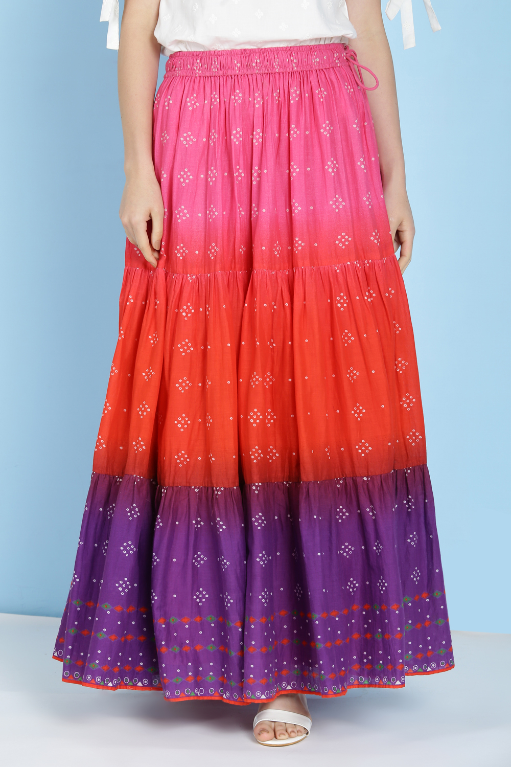 Green Cotton Tiered Skirt image number 0