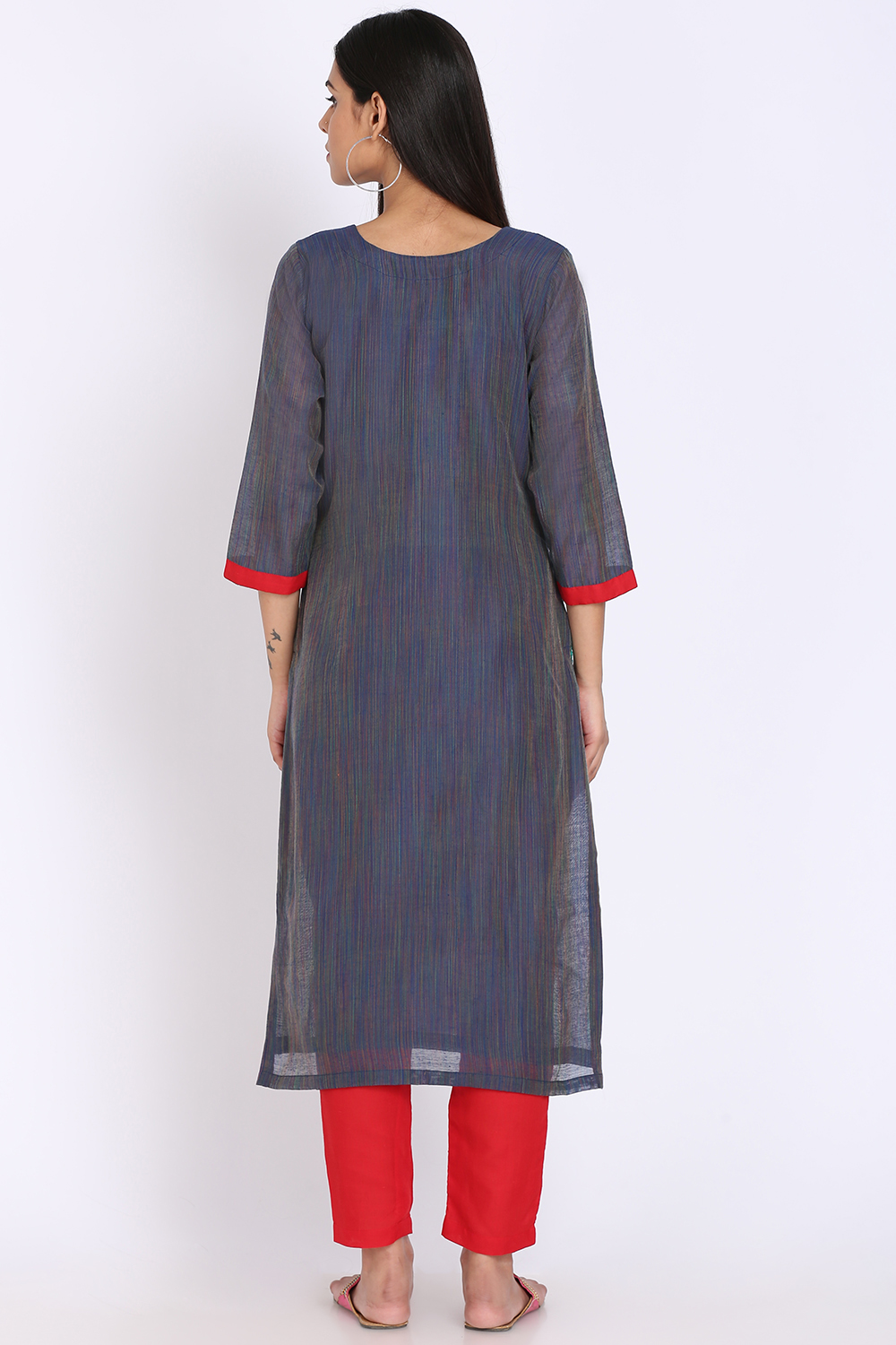 Yellow Chanderi Hand Embroidered Unstitched Suit Set image number 7