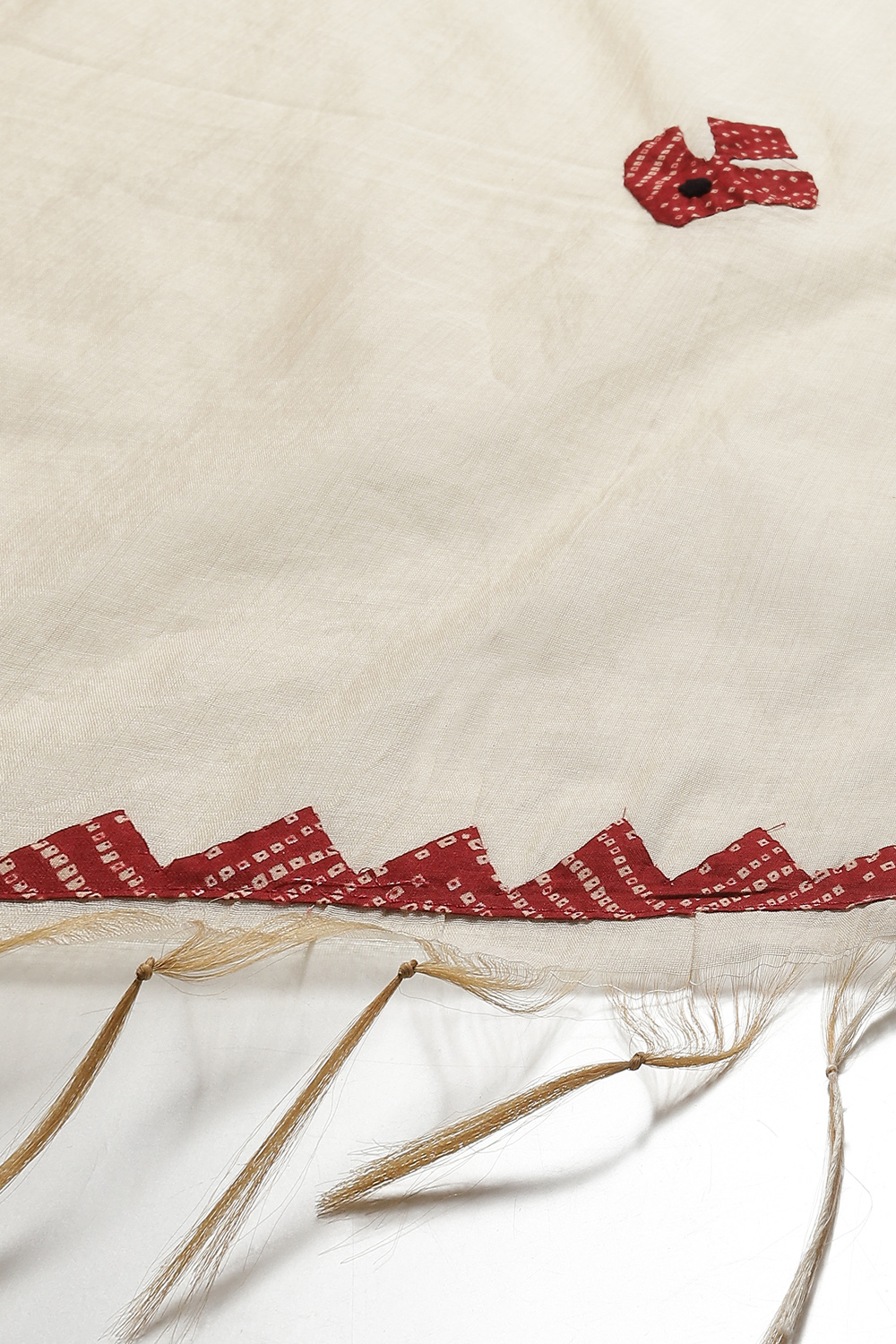 Red Cotton Printed Unstitched Suit Set image number 4