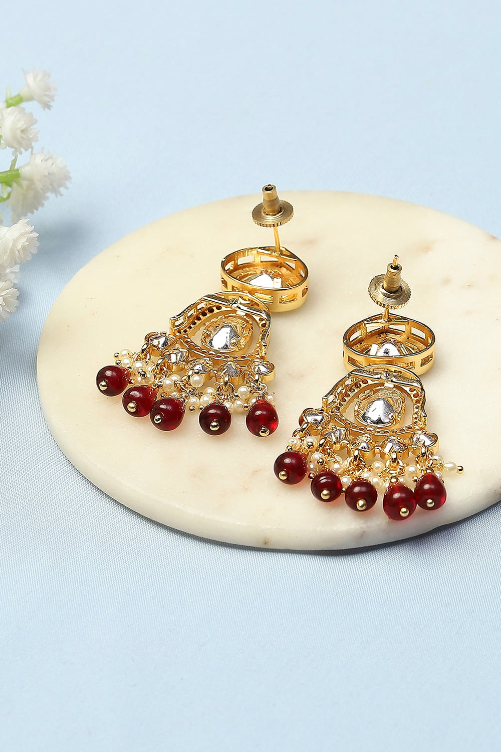 Red Stone Embellished Earrings image number 2