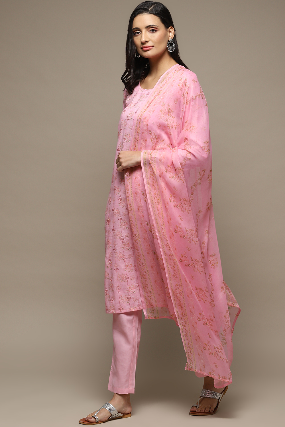 Multi Cotton Blend Digital Print Unstitched Suit Set image number 5