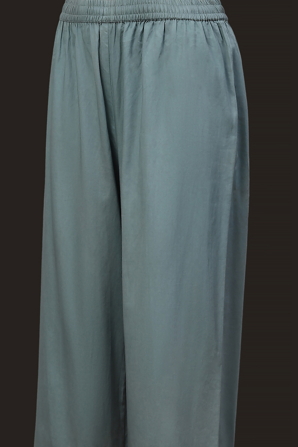 Earthy Blue Chanderi Embroidered Straight Suit Set image number 2