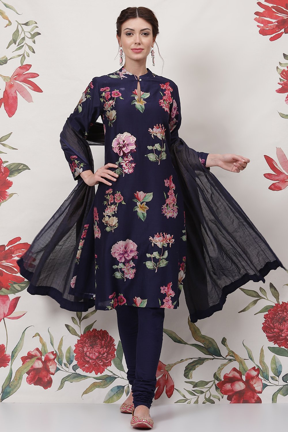 Rohit Bal Off White Cotton Silk Straight Printed Suit Set image number 0