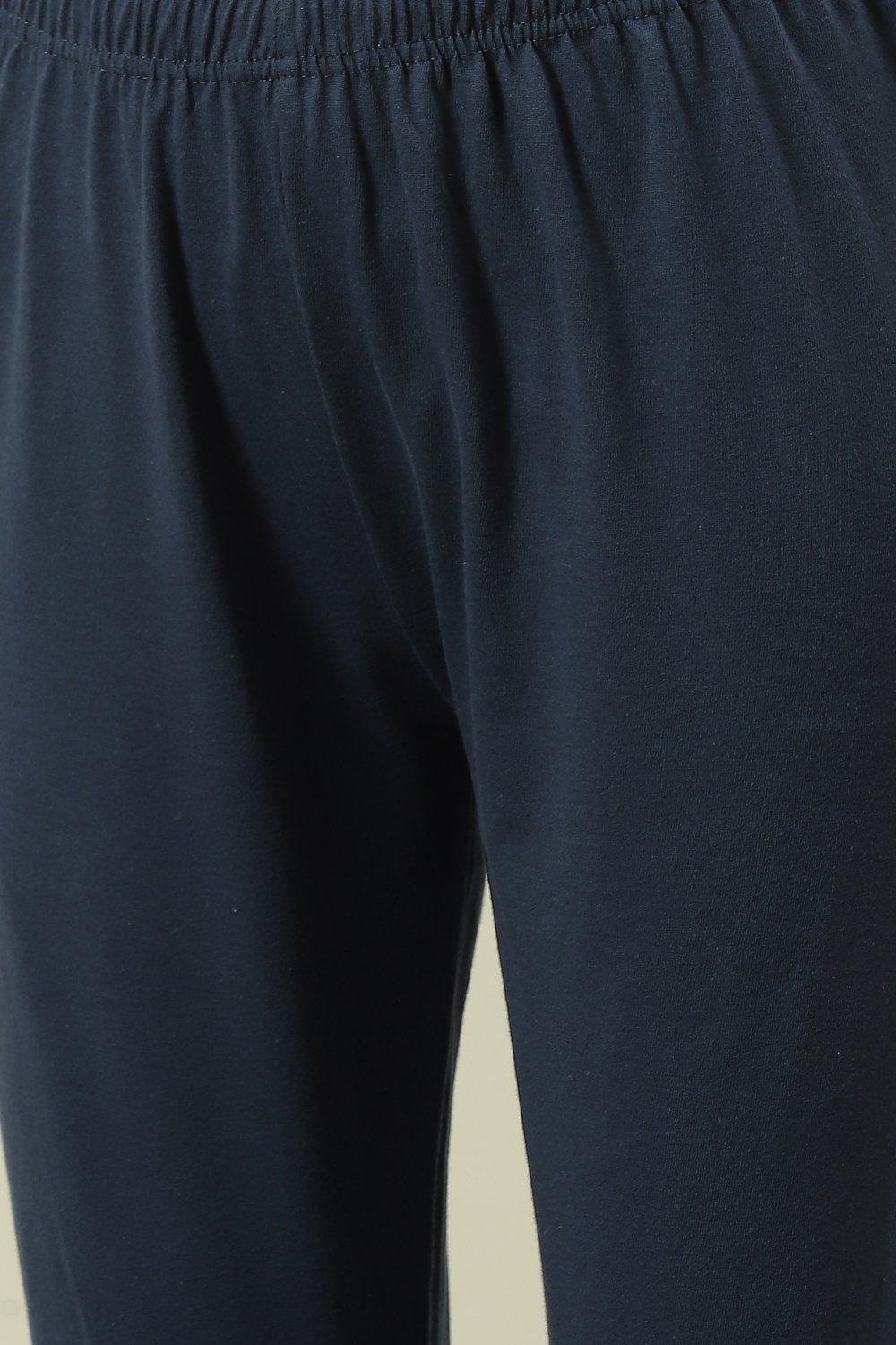 Navy Blue Embroidred Cotton Anarkali Suit Set image number 2