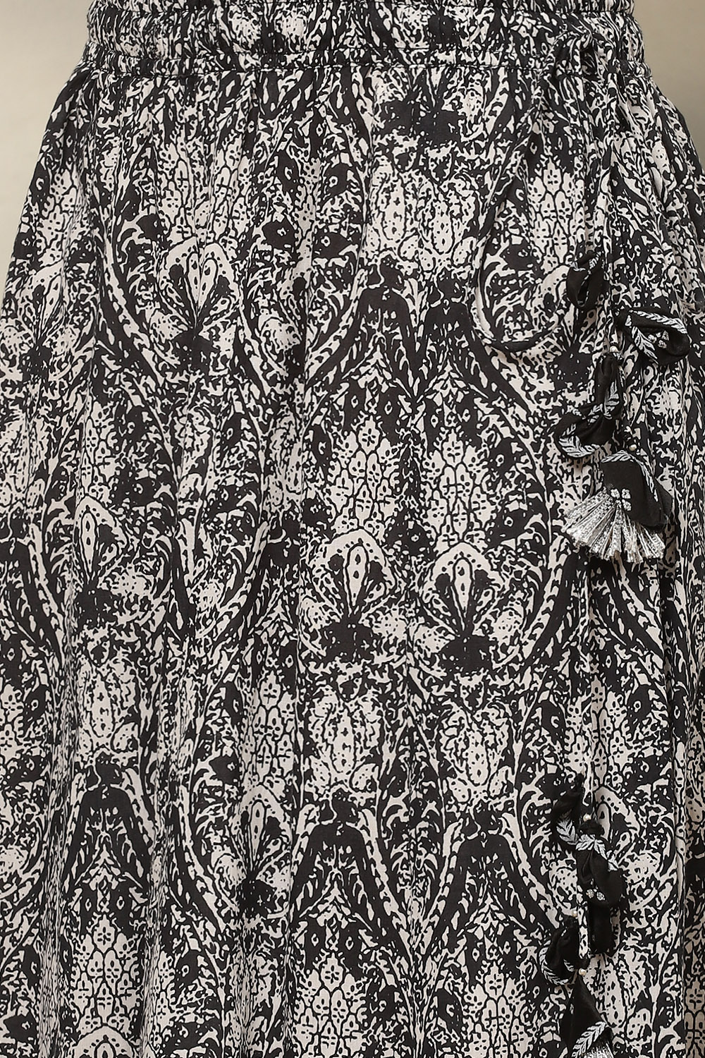 Black Straight Art Silk Kurta Sharara Suit Set image number 3