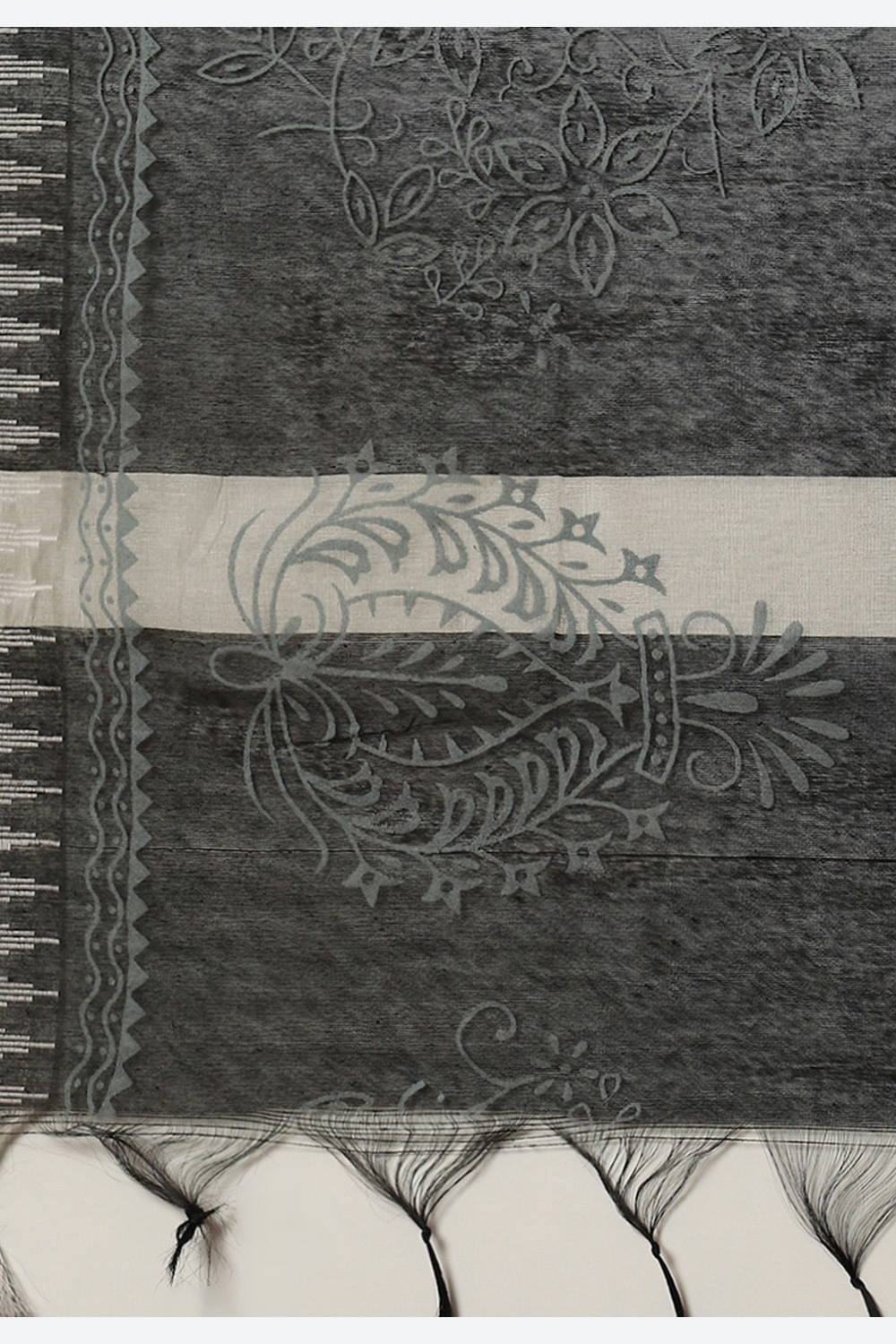 Grey Cotton Unstitched Suit Set image number 3