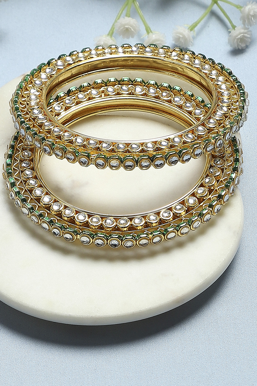 Green Stone Embellished Bangle image number 0
