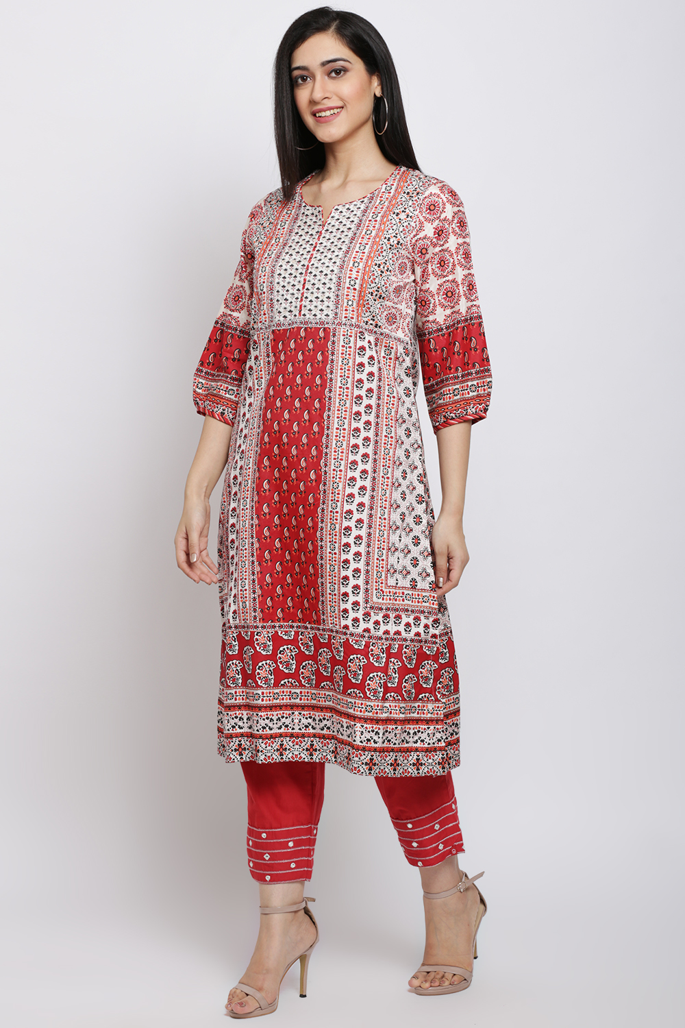 Ivory Viscose A Line Kurta image number 3