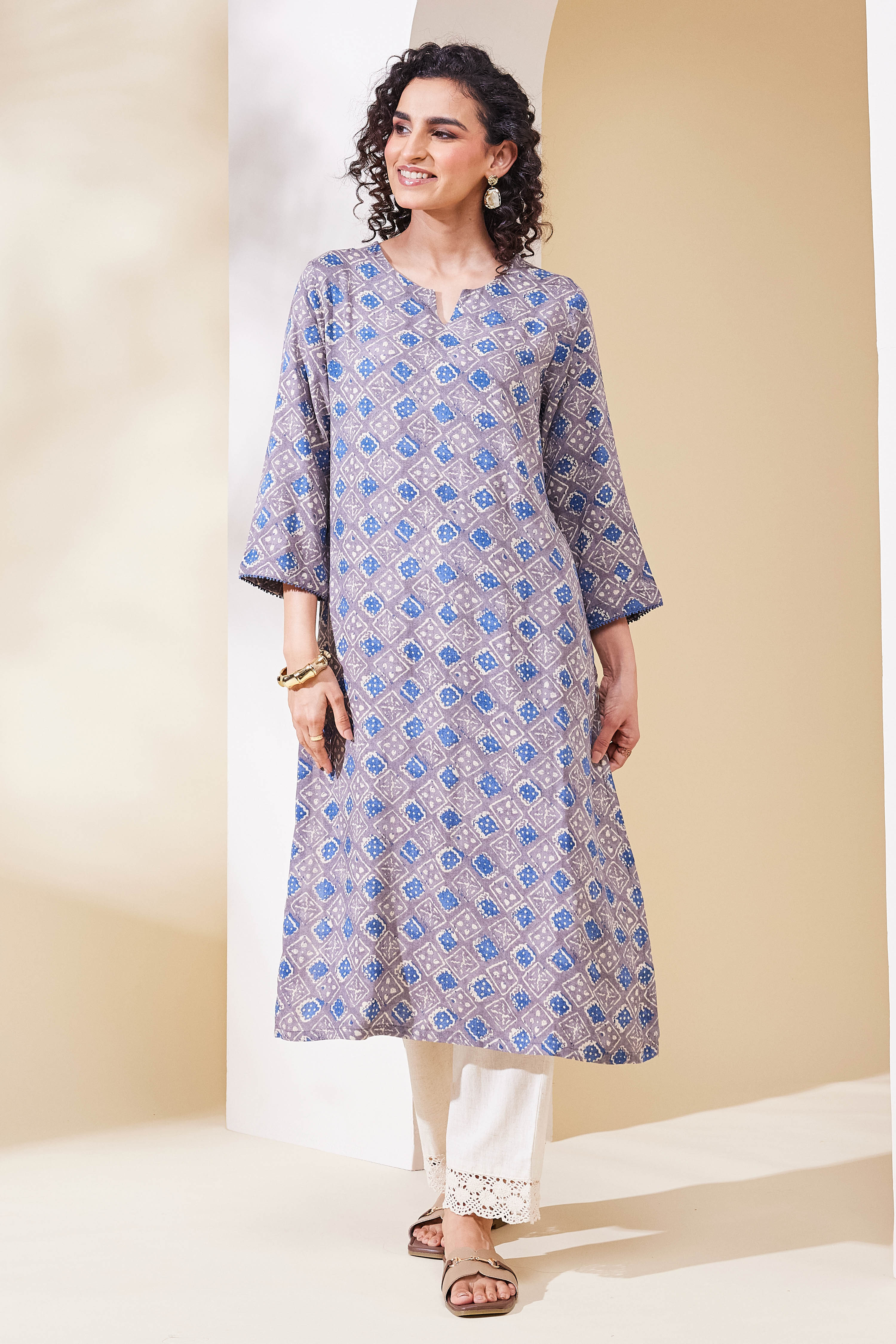 Grey Viscose Rayon Straight Kurta image number 5