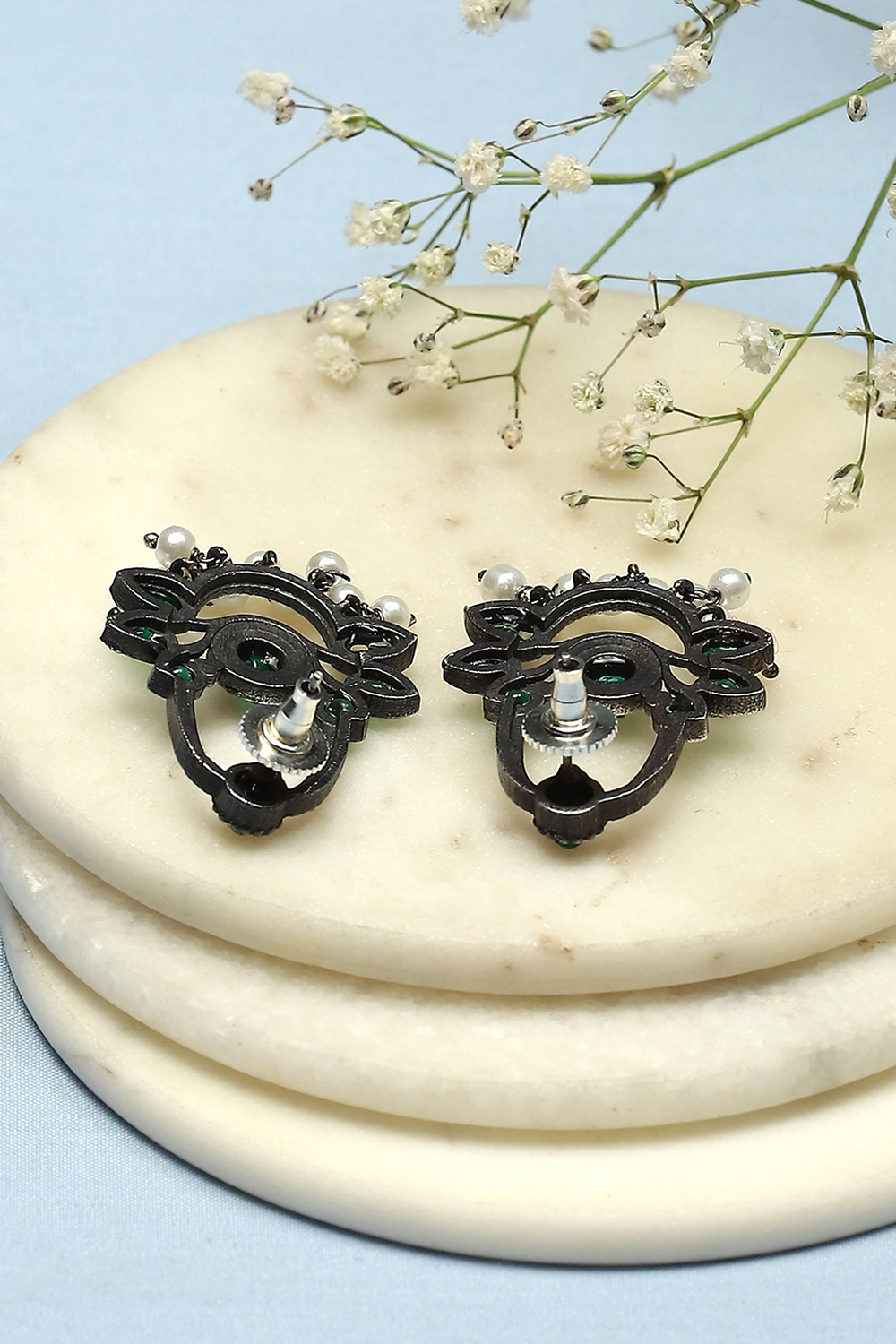 Green Brass Danglers image number 2