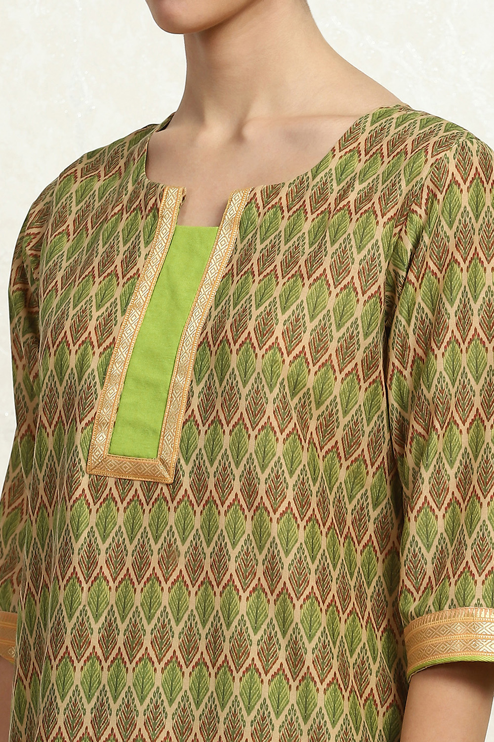 Grey Cotton Handloom Unstitched Suit Set image number 2