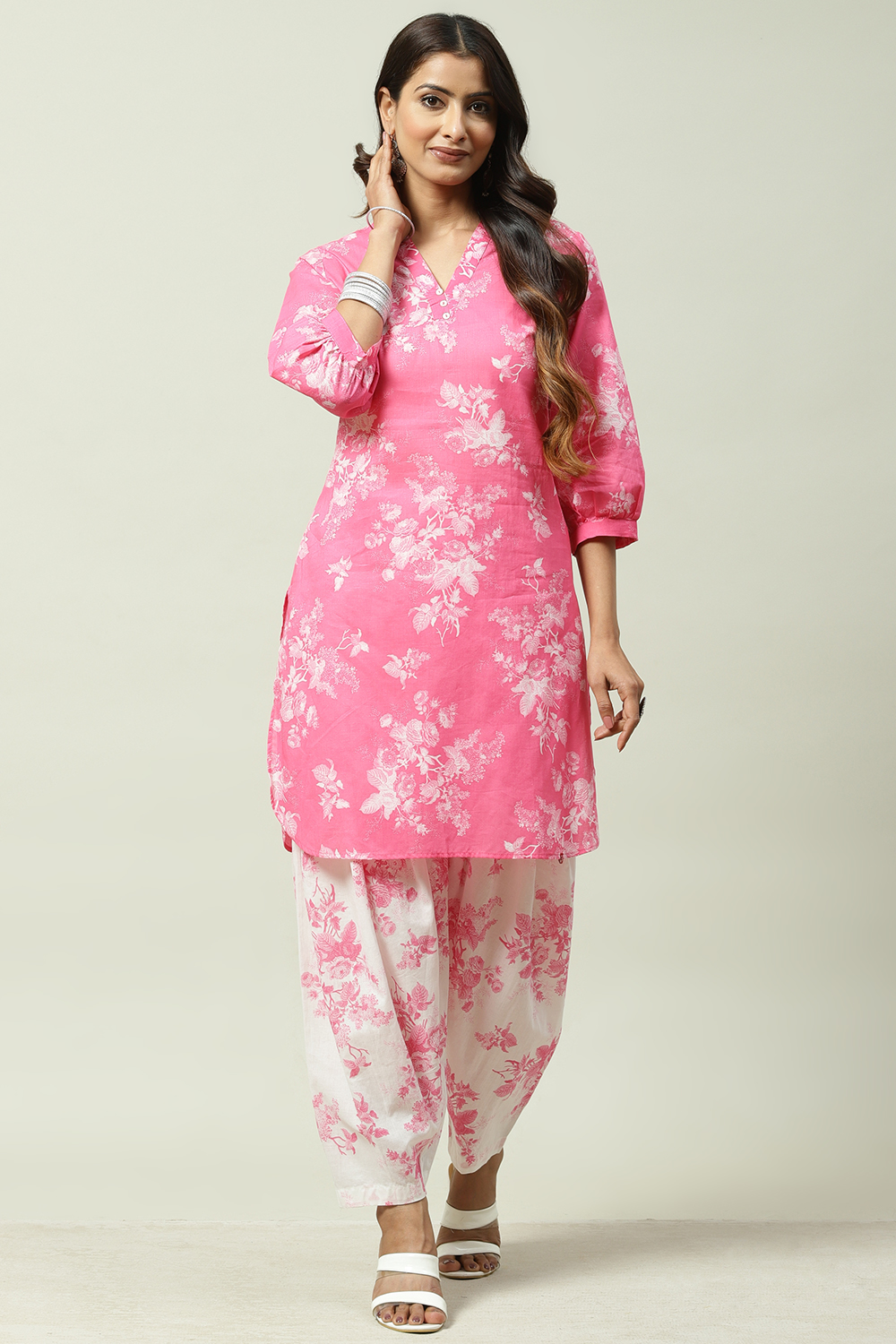 Red Cotton Straight Kurta Set image number 0