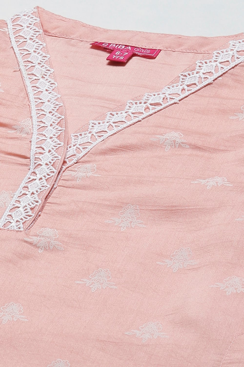 Pink Cotton Blend A-Line Kurta Sharara Suit Set image number 1