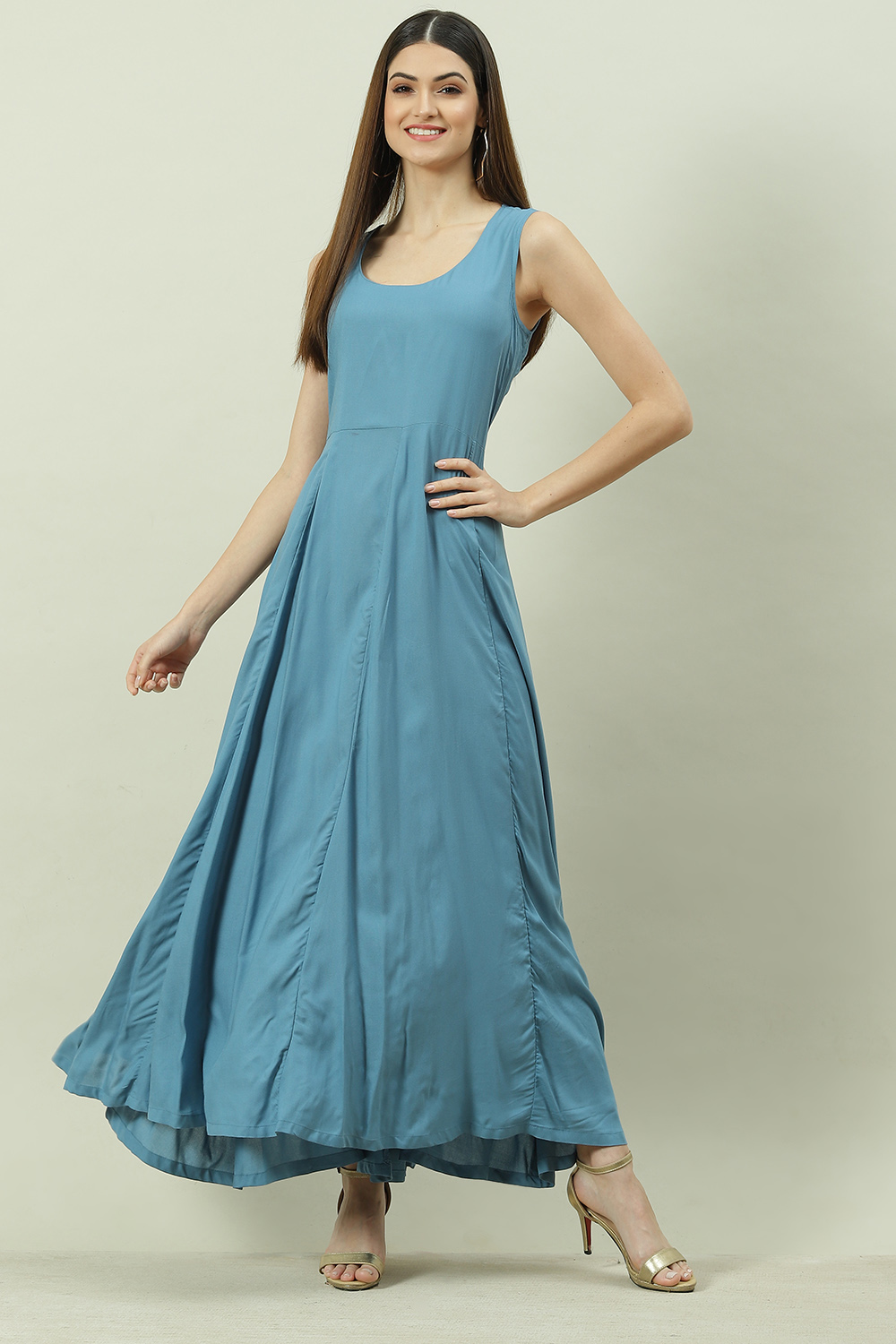 Charcoal Art Silk with Cape Printed Dress image number 3