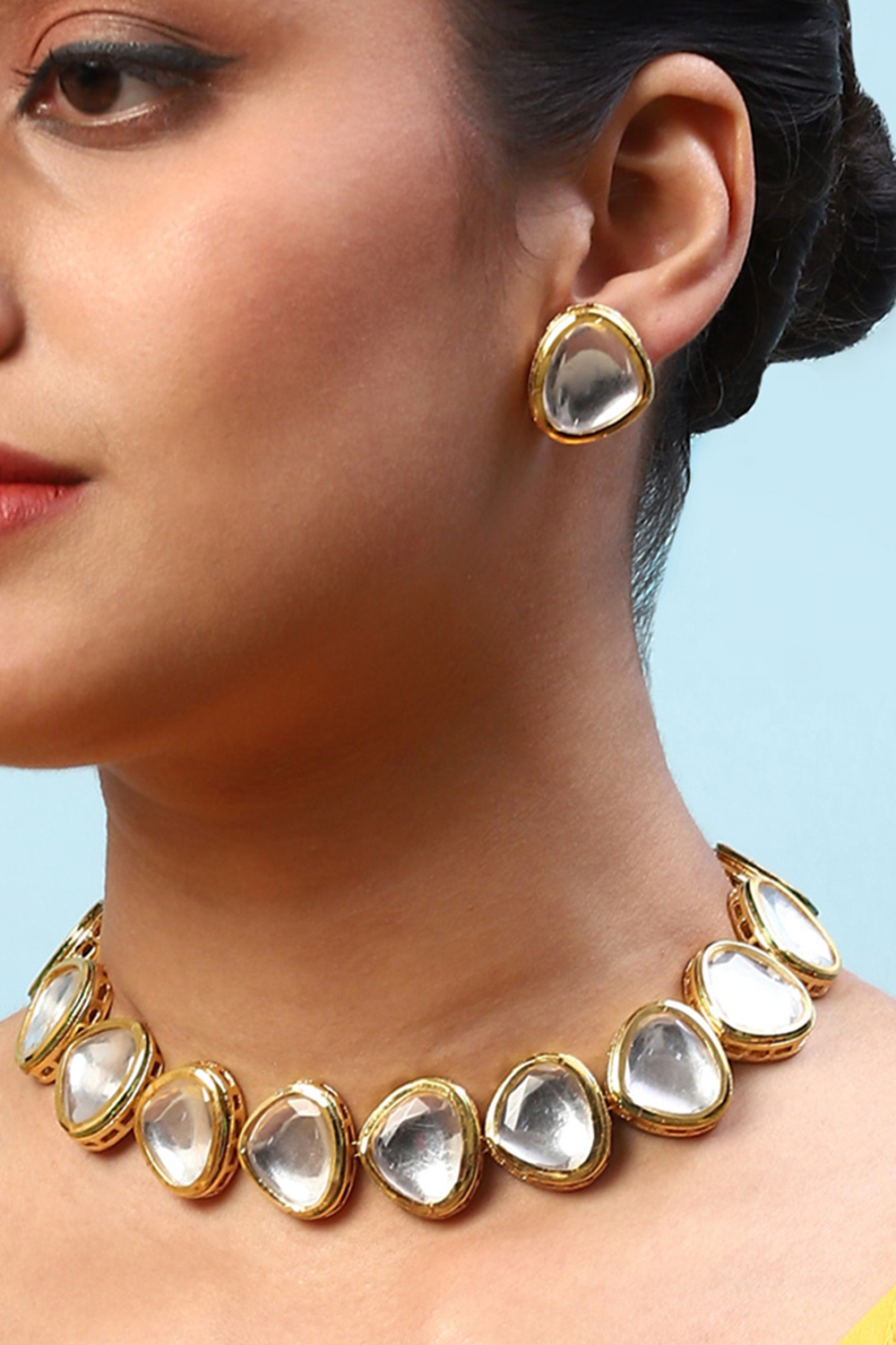 Gold Brass Necklace Set image number 1