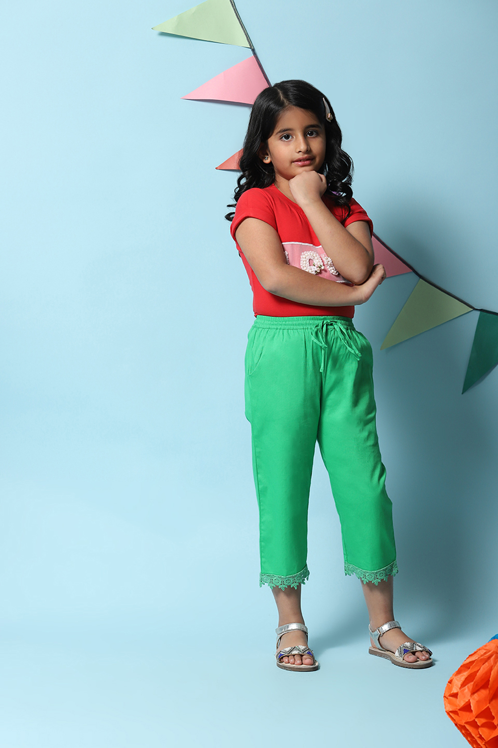 Pink Cotton Blend Capris image number 0