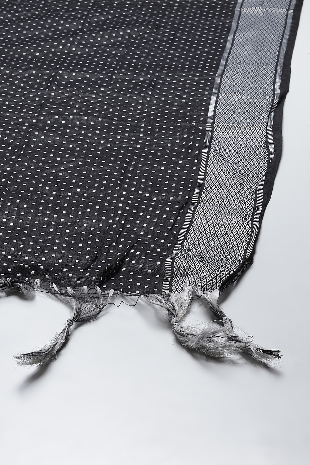 White Cotton Machine Embroidered Unstitched Suit Set image number 3