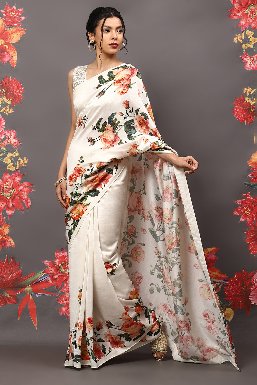 Black Cotton Blend Saree image number 2