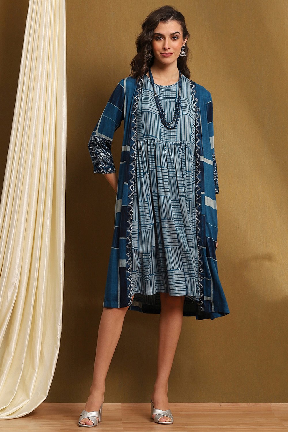 Blue Rayon Straight Set image number 5