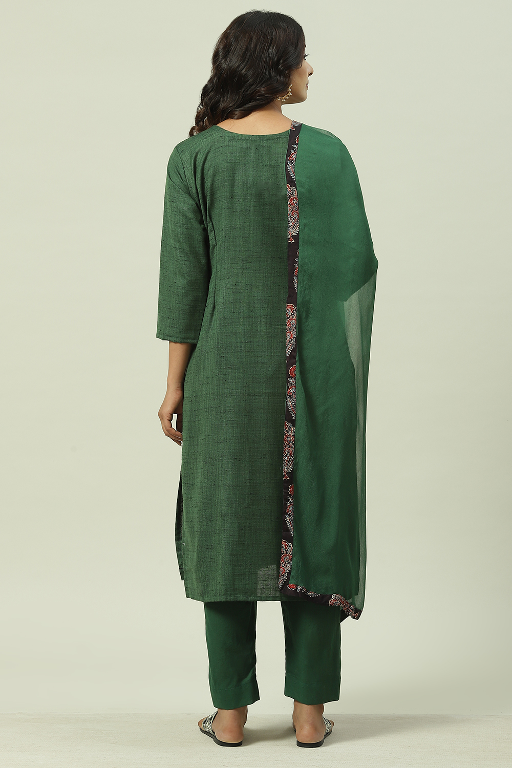 Maroon Chanderi Machine Embroidered Unstitched Suit Set image number 4