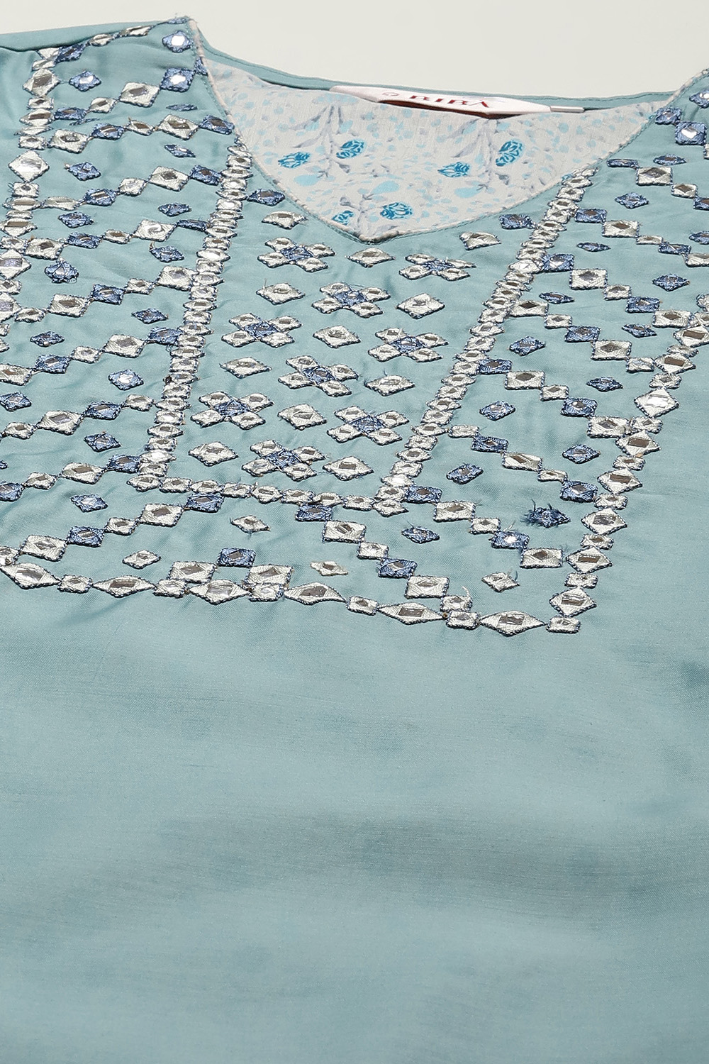 Powder Blue Cambric Narrow Kurta Pant Suit Set image number 1