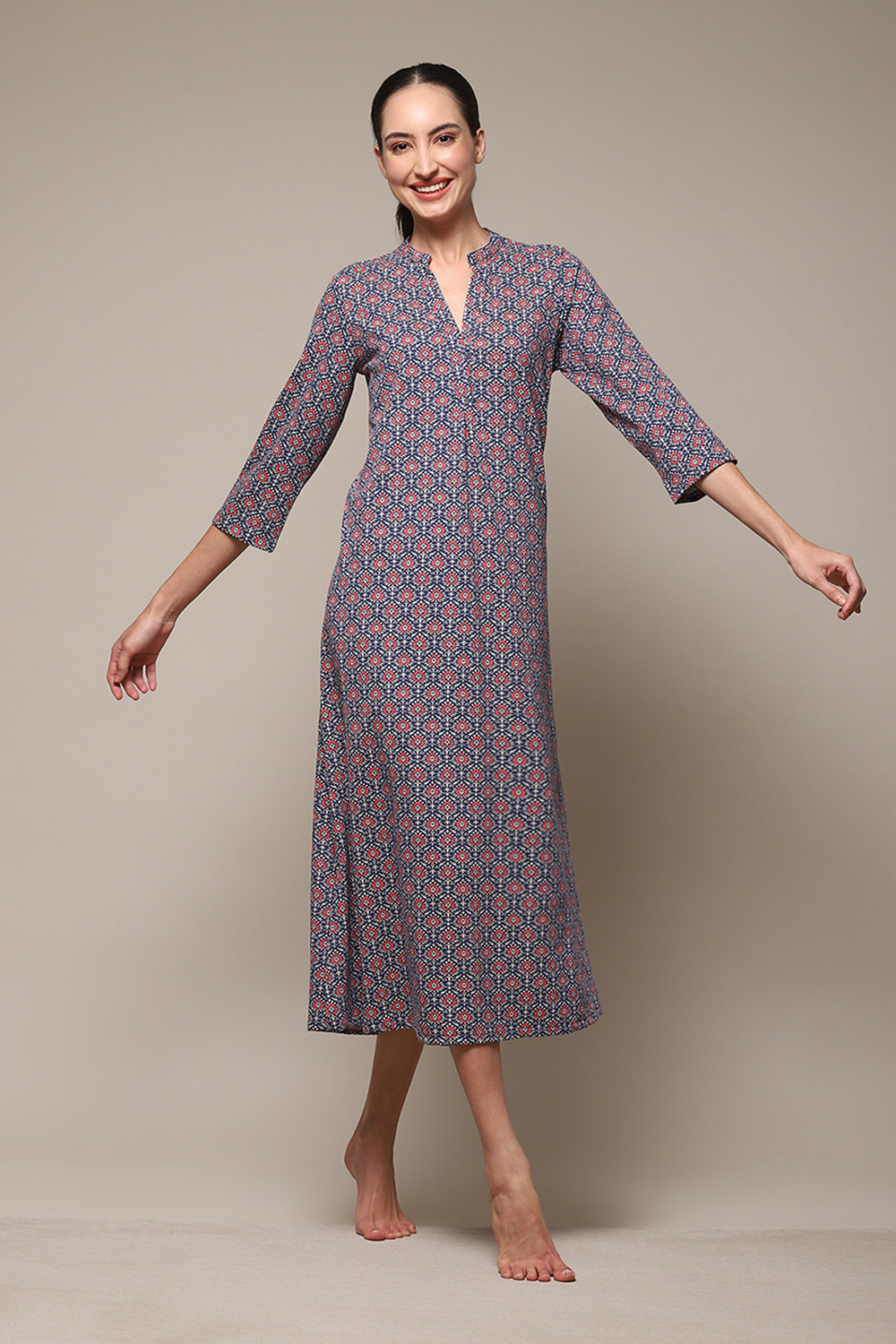 Navy Cotton Printed Sleepwear image number 0