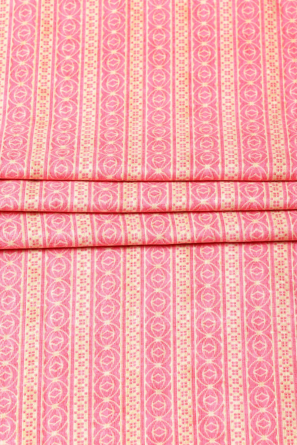 Pink Cotton Printed Unstitched Suit Set image number 4