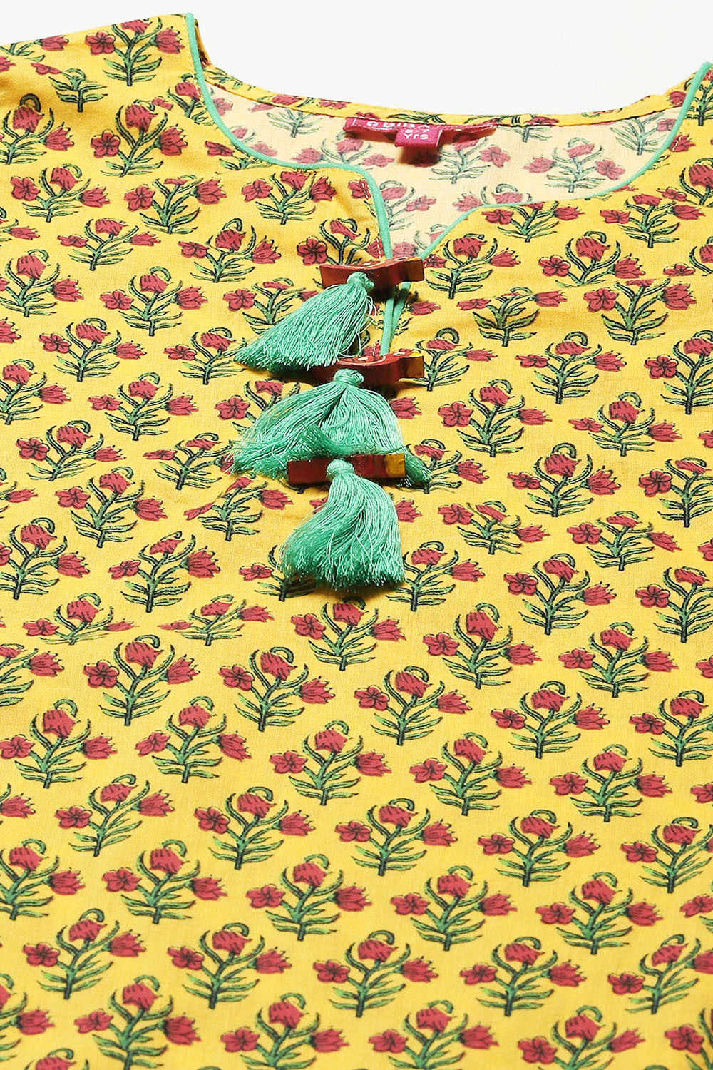 Mustard Cotton Straight Printed Kurta Salwar Suit Set image number 1