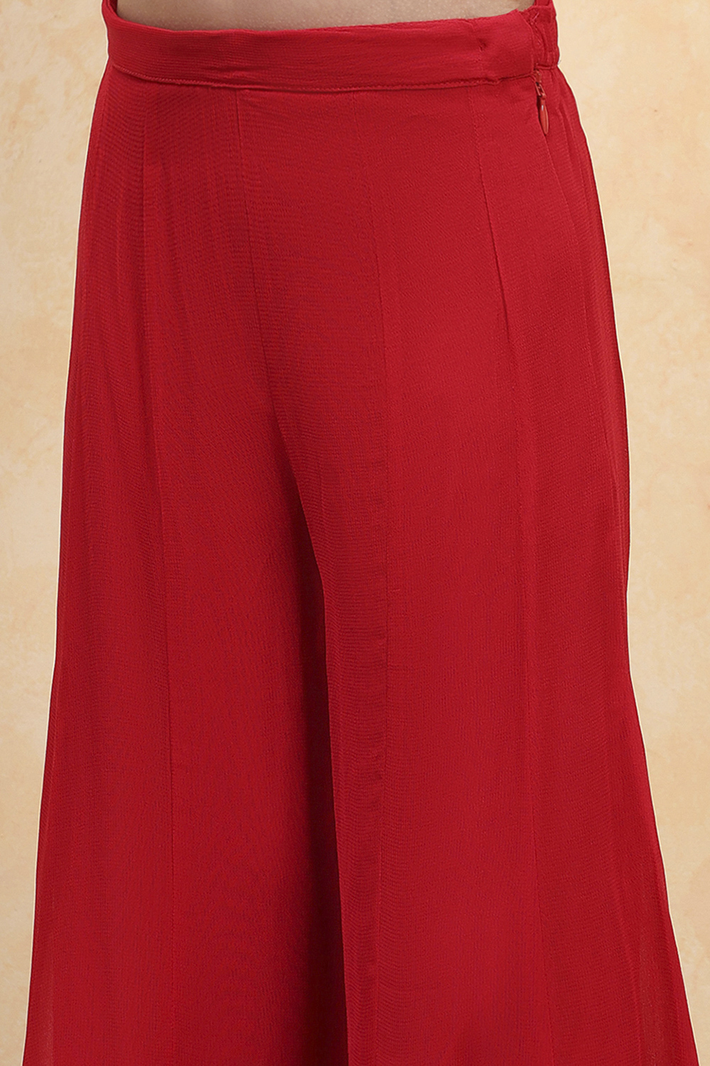 Red Viscose Rayon Printed Straight Sharara Suit Set image number 2