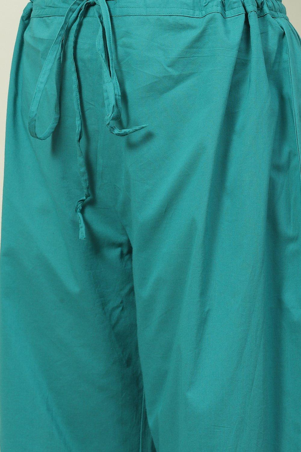 Navy Cotton Straight Kurta Palazzo Suit Set image number 2