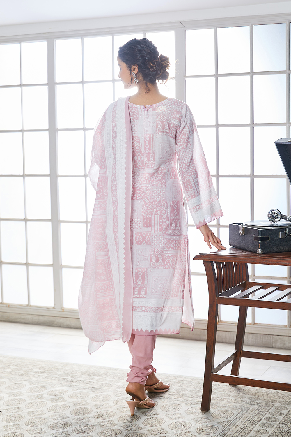 Blue Cotton Blend Digital Print Unstitched Suit Set  image number 4