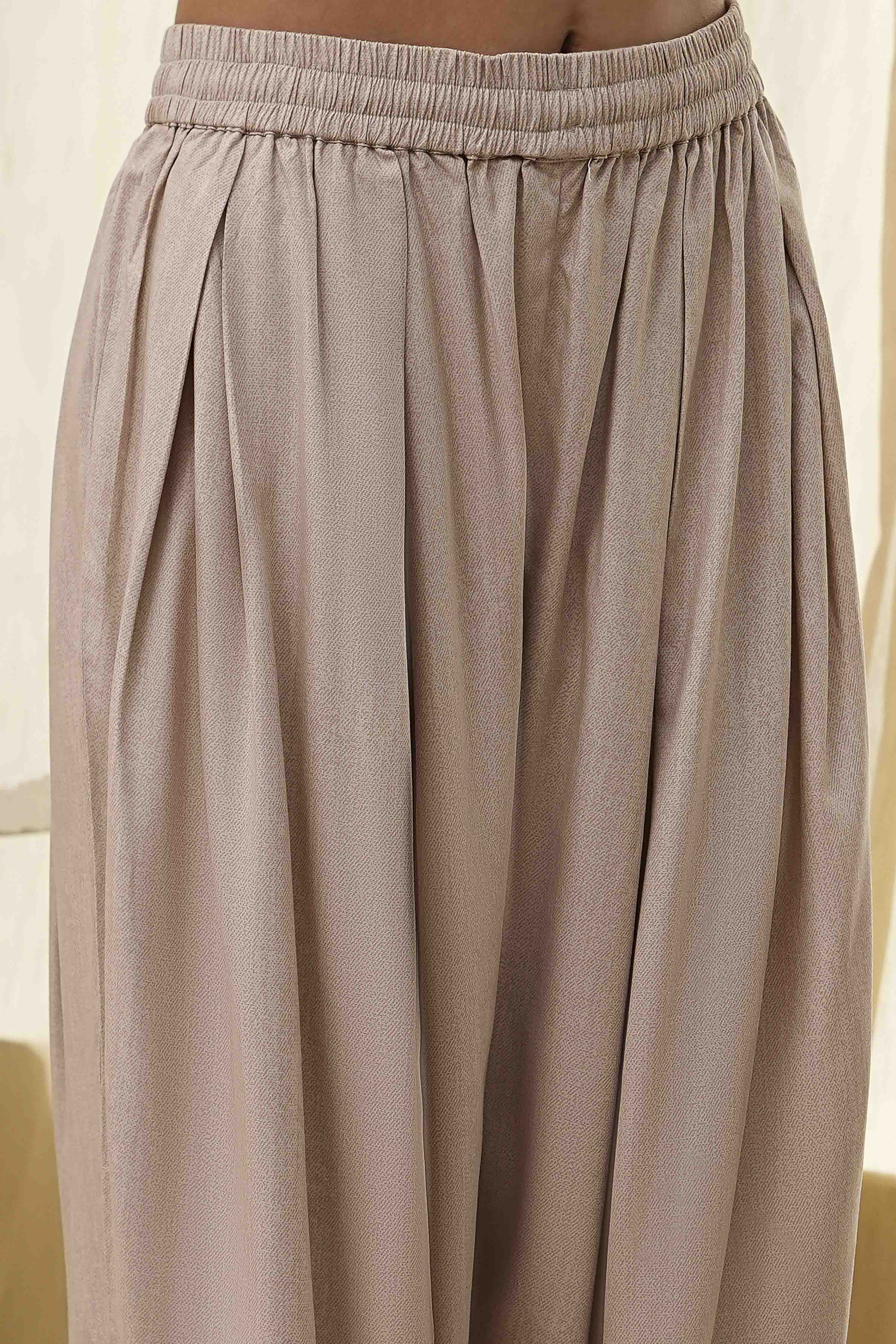 Beige Solid Straight Palazzos image number 1