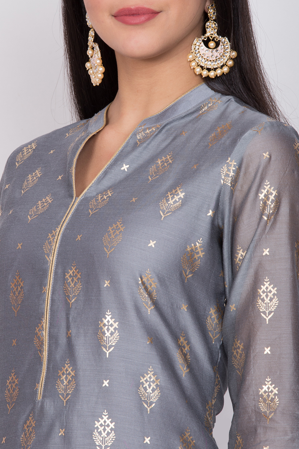 Pink Poly Cotton Straight Kurta Palazzo Suit Set image number 1