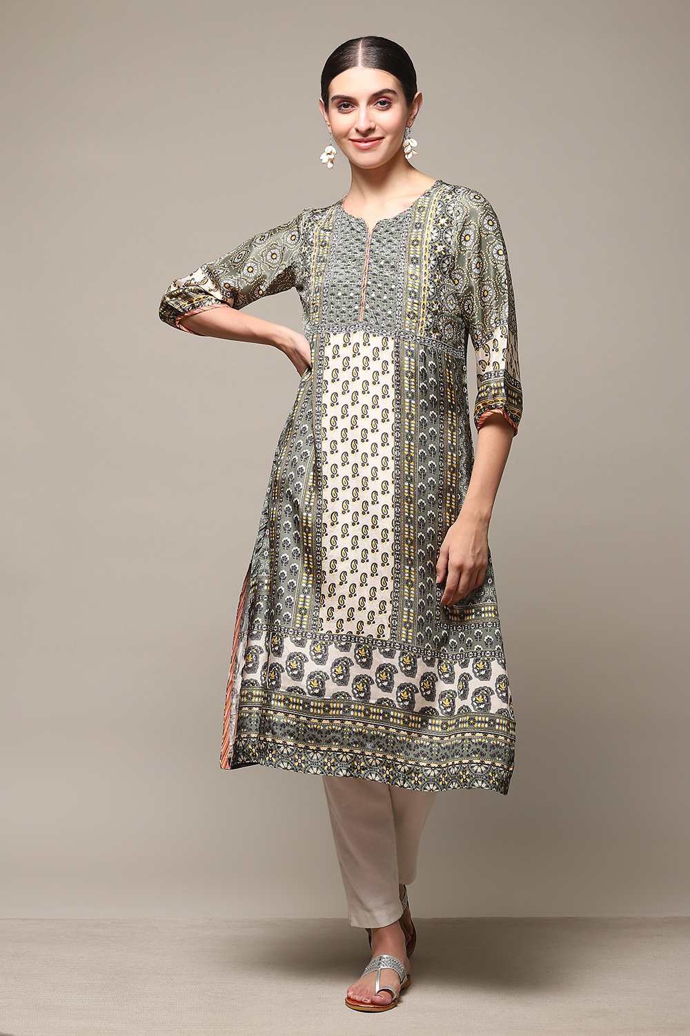 Ivory Viscose A Line Kurta image number 0