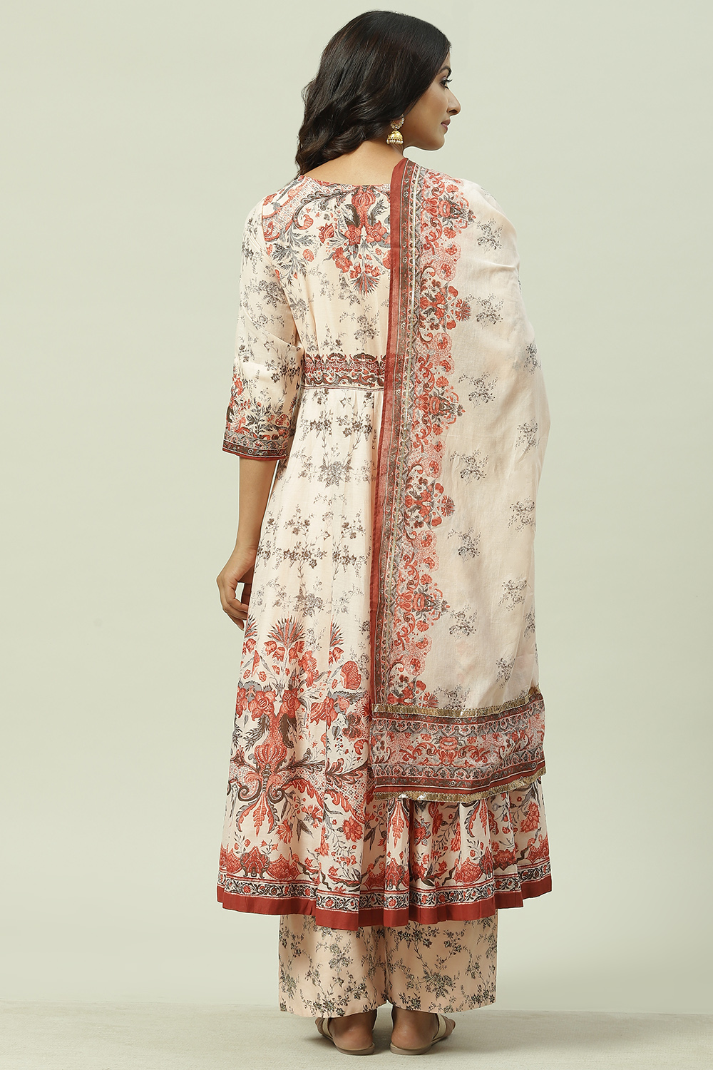 Black Cotton Silk Anarkali Kurta Palazzo Suit Set image number 4