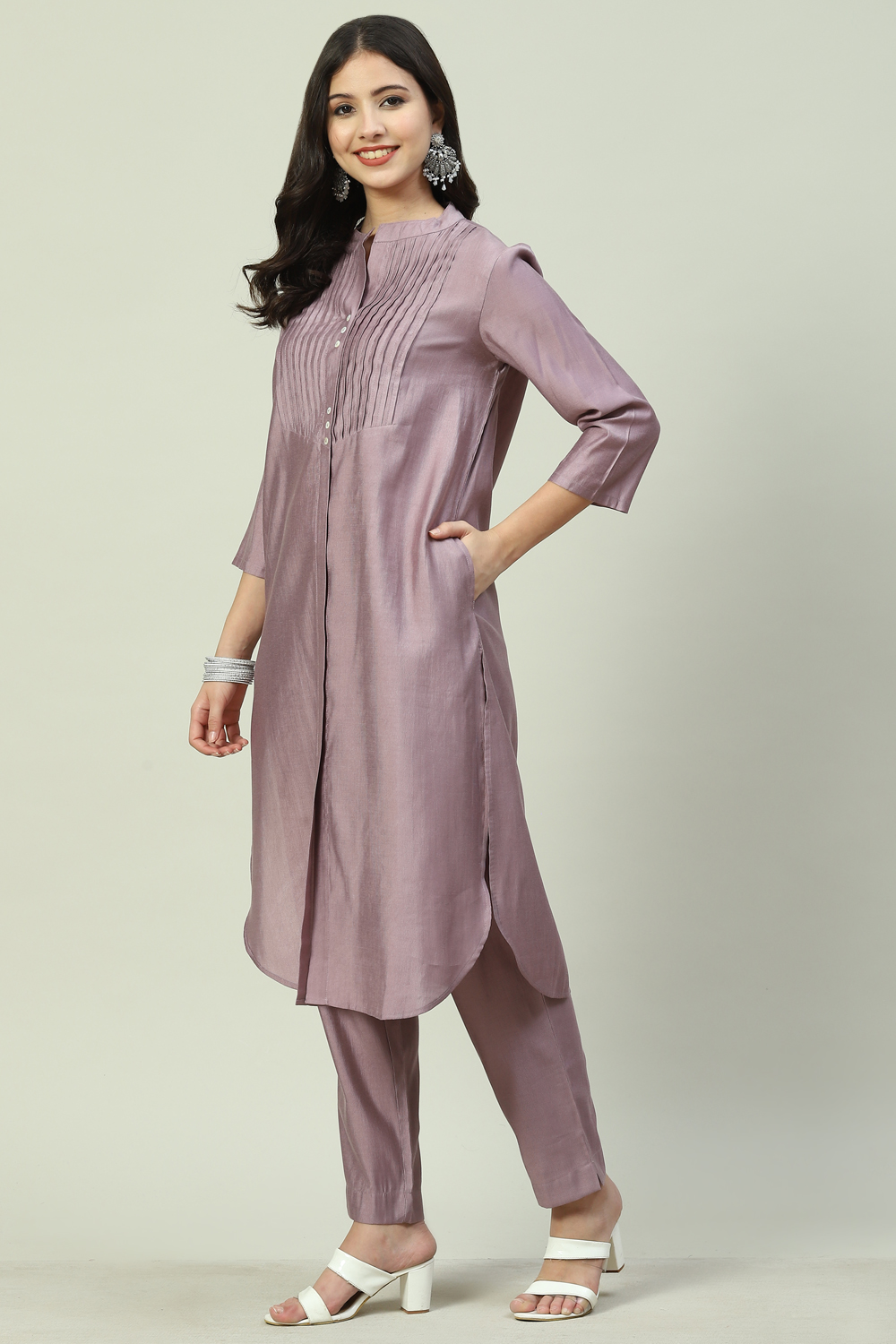 Mustard Poly Viscose Straight 2 Piece Set image number 0
