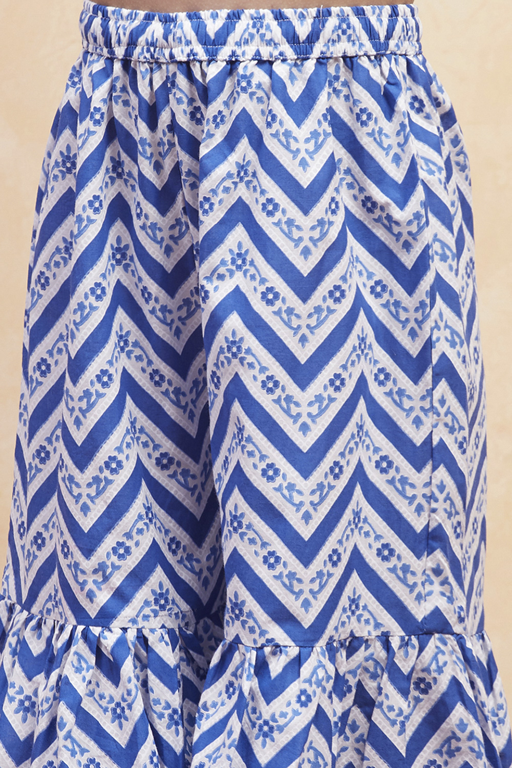 Pink Cotton Angrakha Tiered Kurta Set image number 2