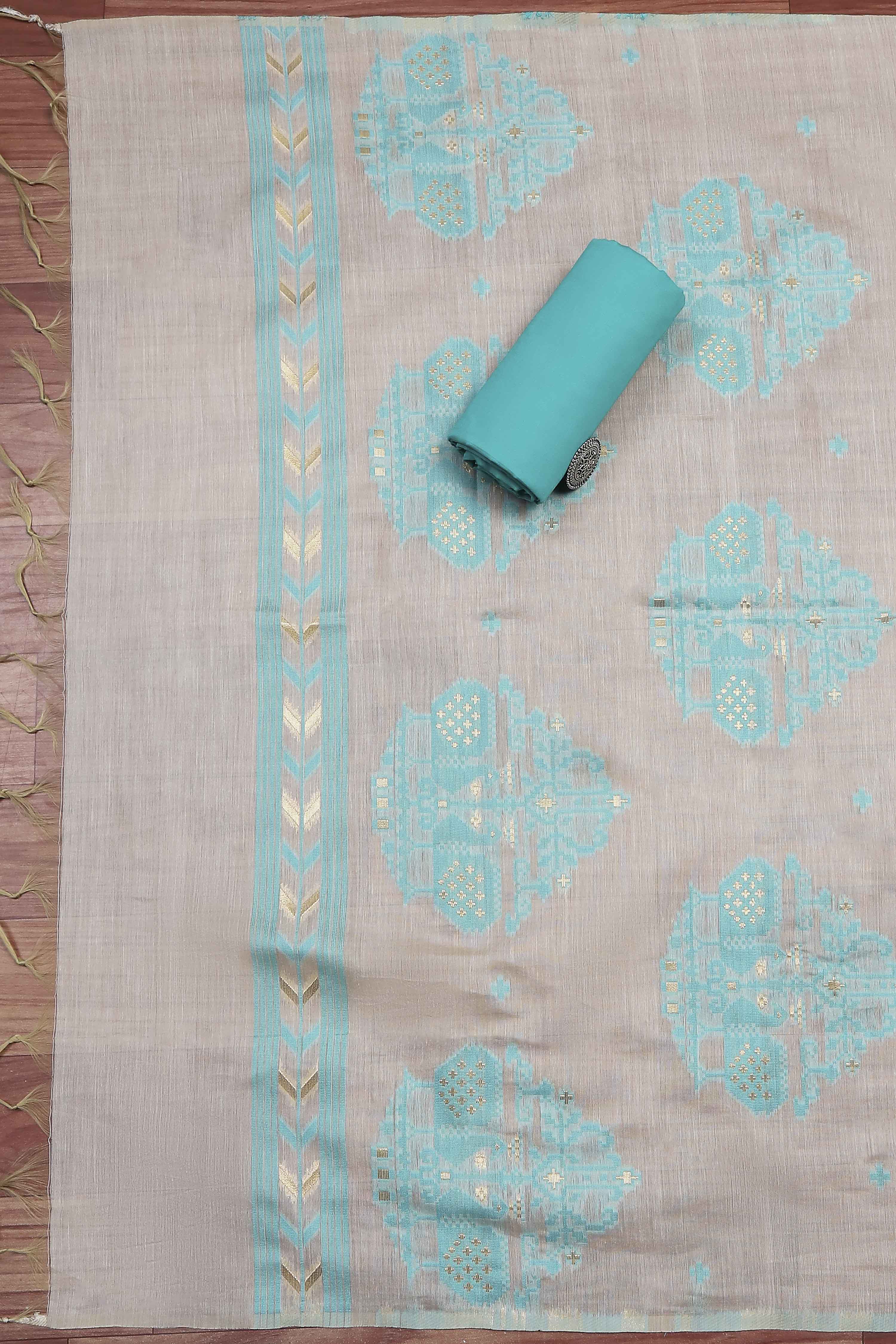 Rani Cotton Jamdani Unstitched Suit Set image number 3