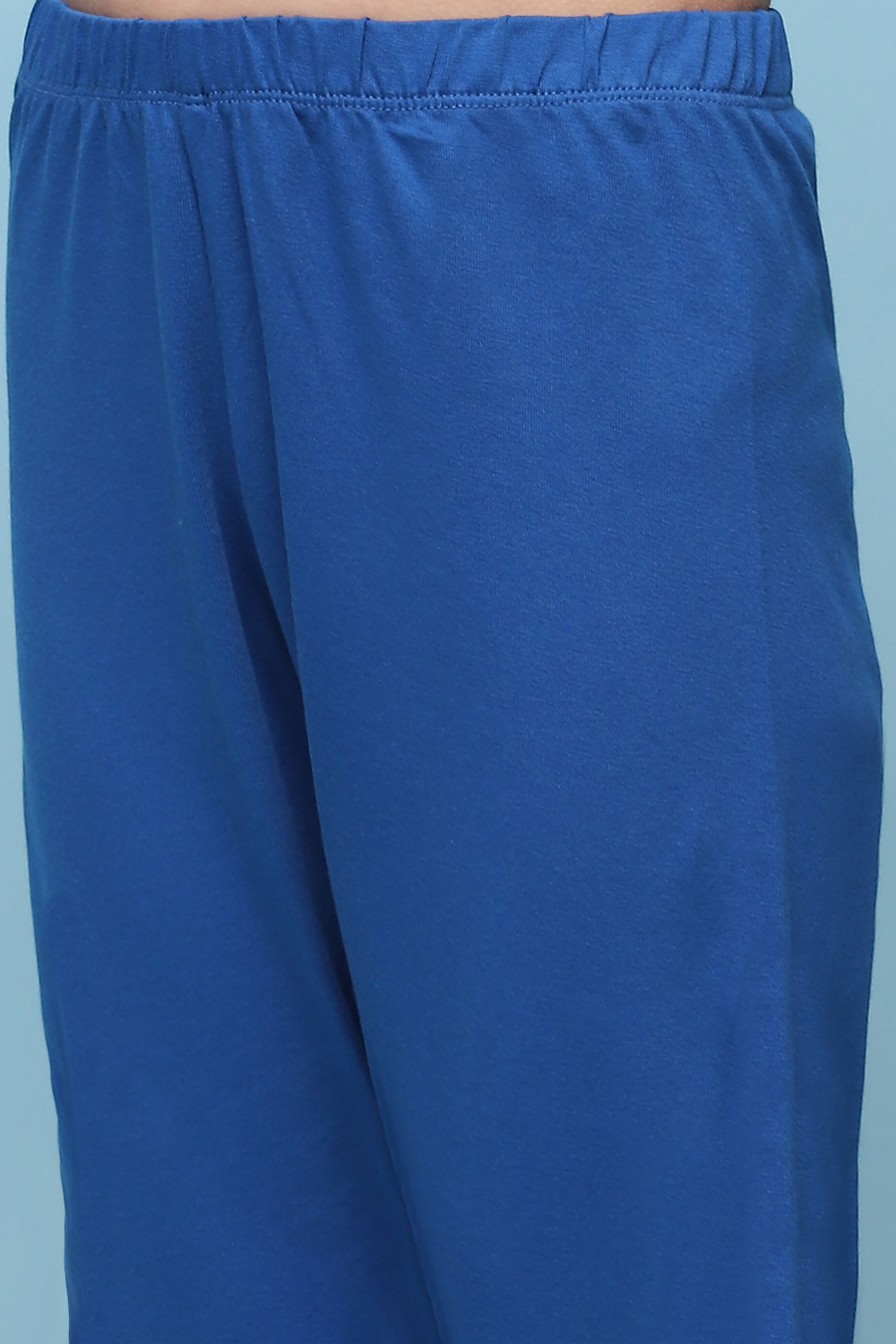 Blue Cotton Straight Solid Kurta Set image number 2