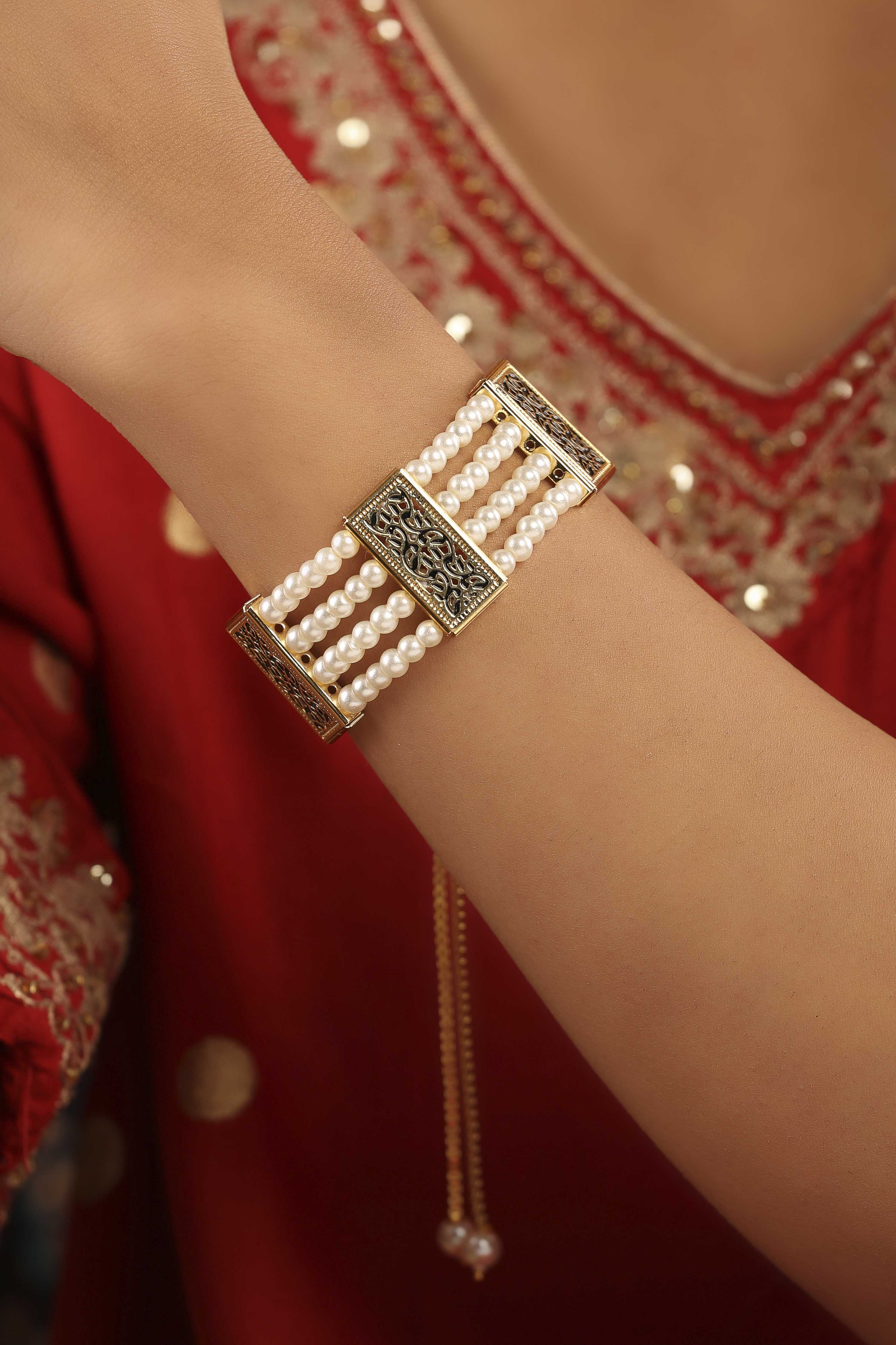 Pearl Brass Bracelet image number 1