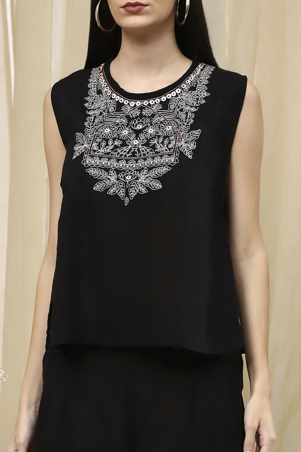 Black Solid Straight Co-ord Set image number 1