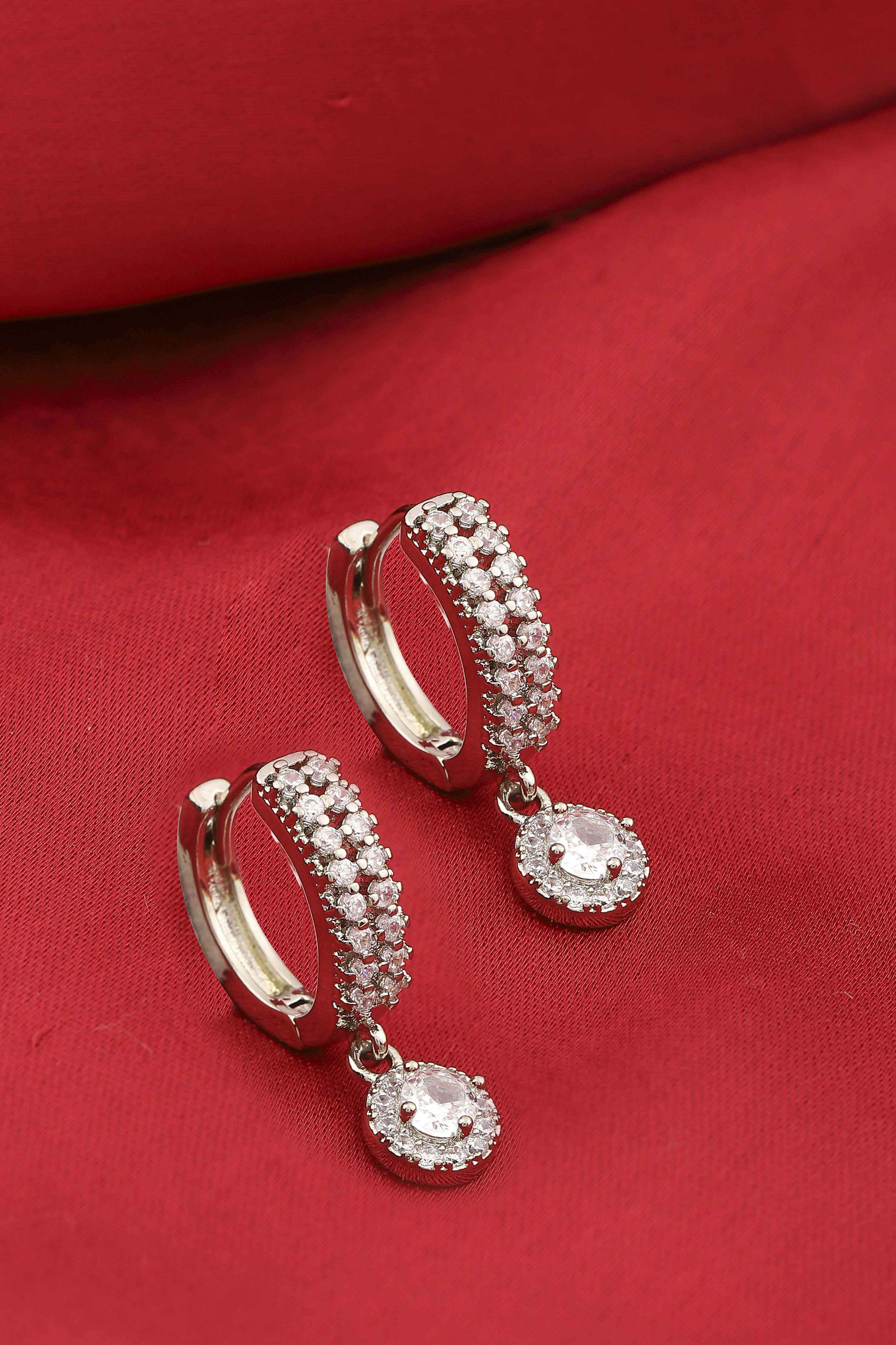 White Stone Earrings image number 0