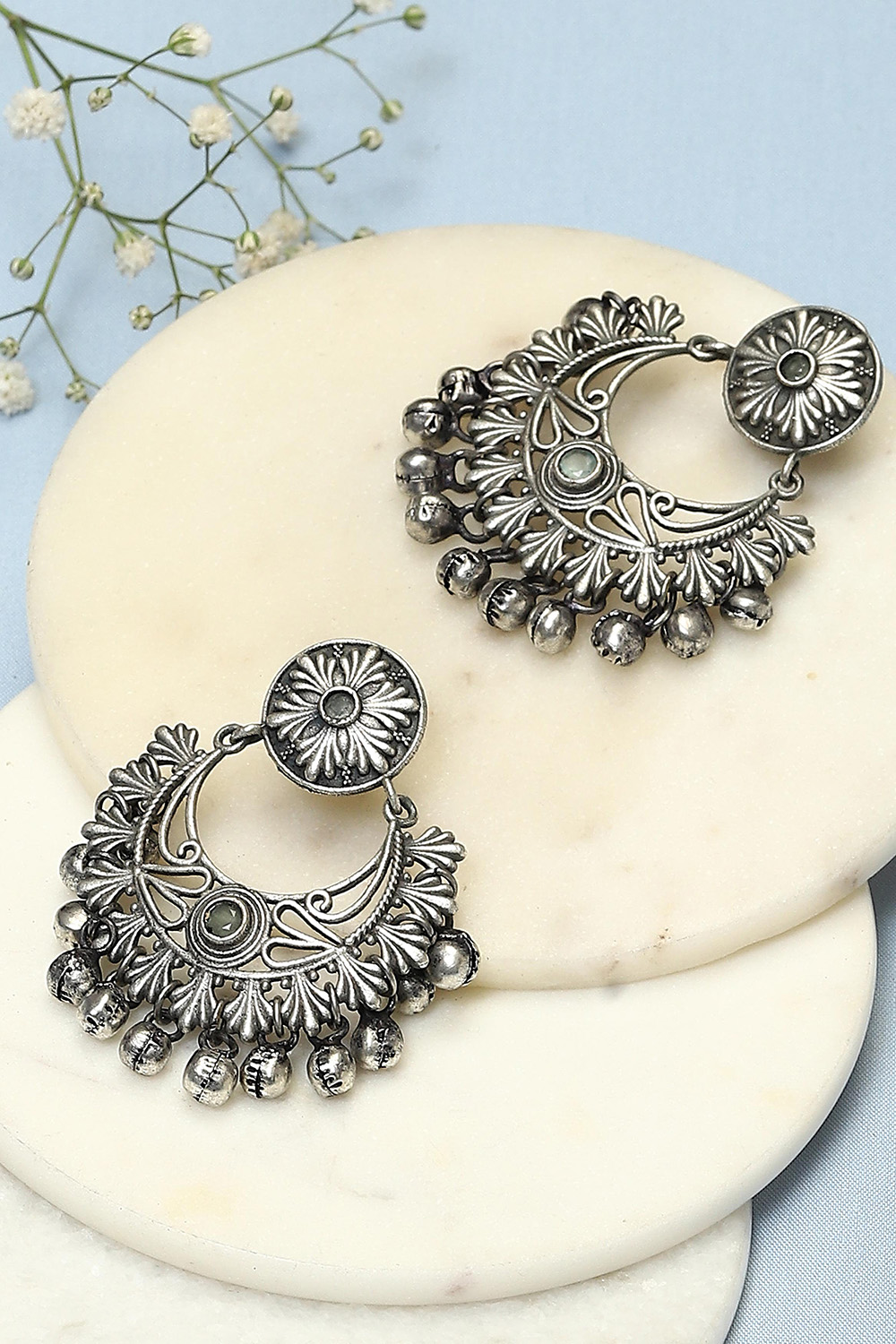 Oxidised Brass Earrings image number 0