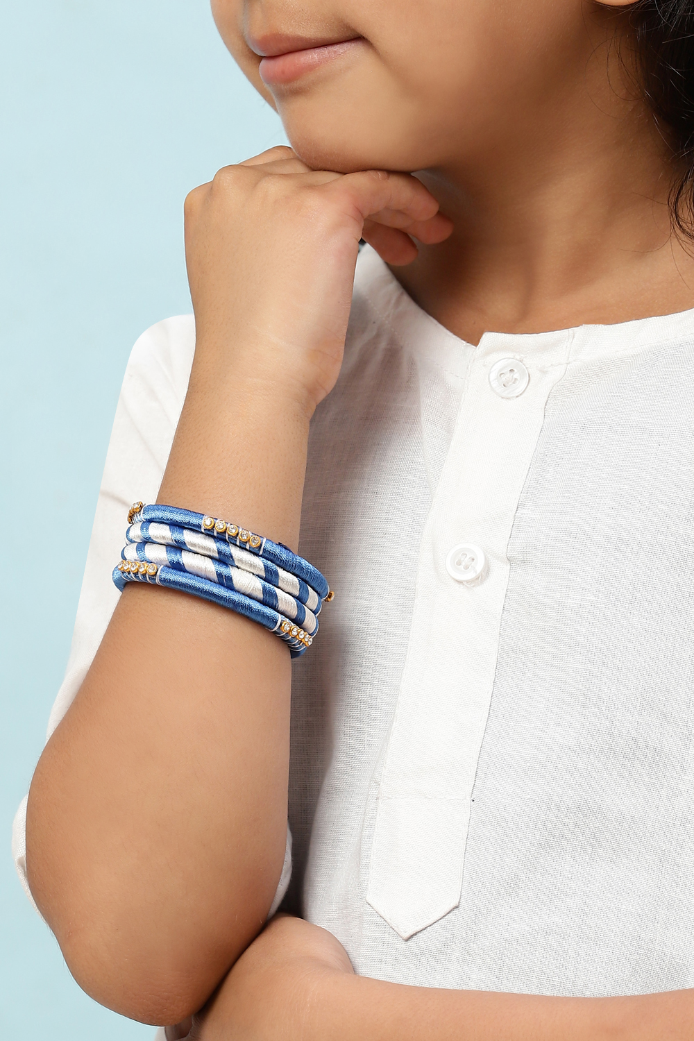 Blue White Kids Bangles image number 3