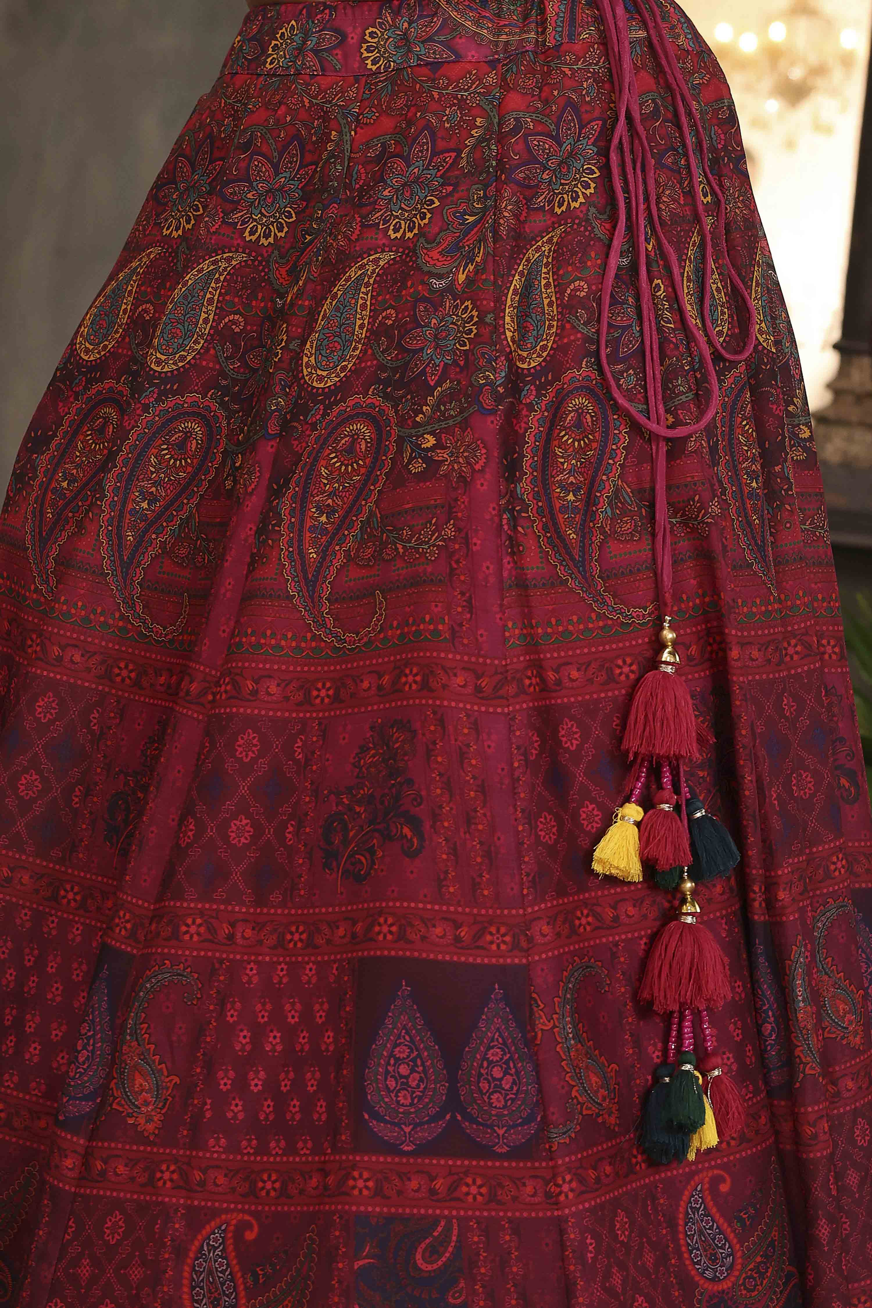 Pink Chanderi Digital Printed Lehenga Set image number 2