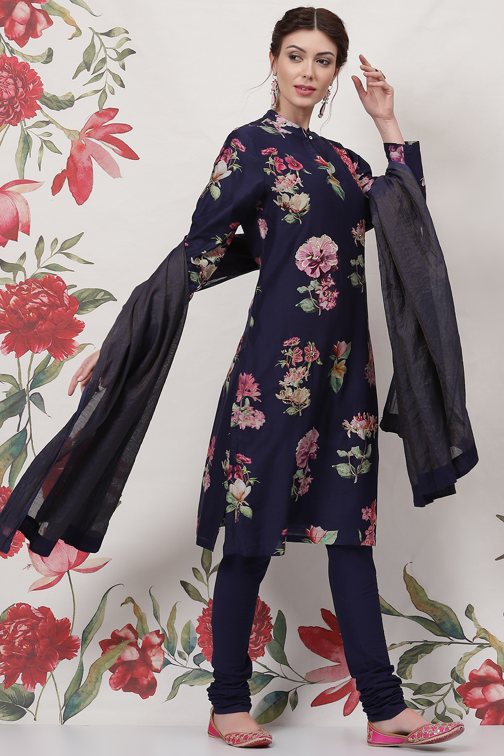 Rohit Bal Off White Cotton Silk Straight Printed Suit Set image number 6